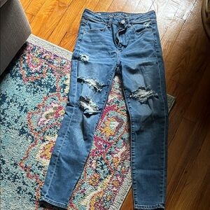 American Eagle Outfitters Ripped Blue Skinny Jeans